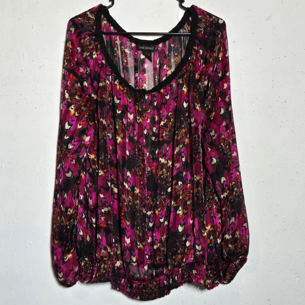Lane Bryant Sheer Dark Romantic Whimsigoth Top Plus 18/20 Pleated Bubble Hem